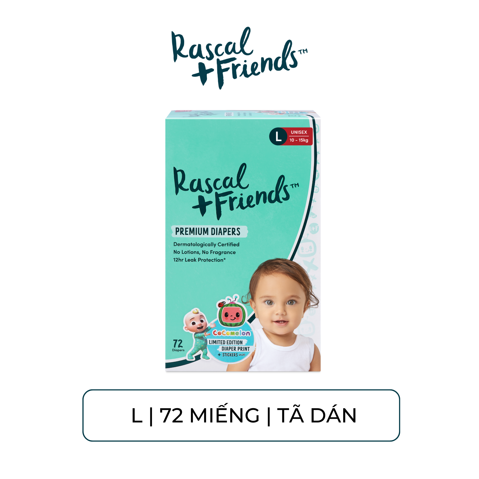 Rascals Cocomelon tã dán size L 72 miếng