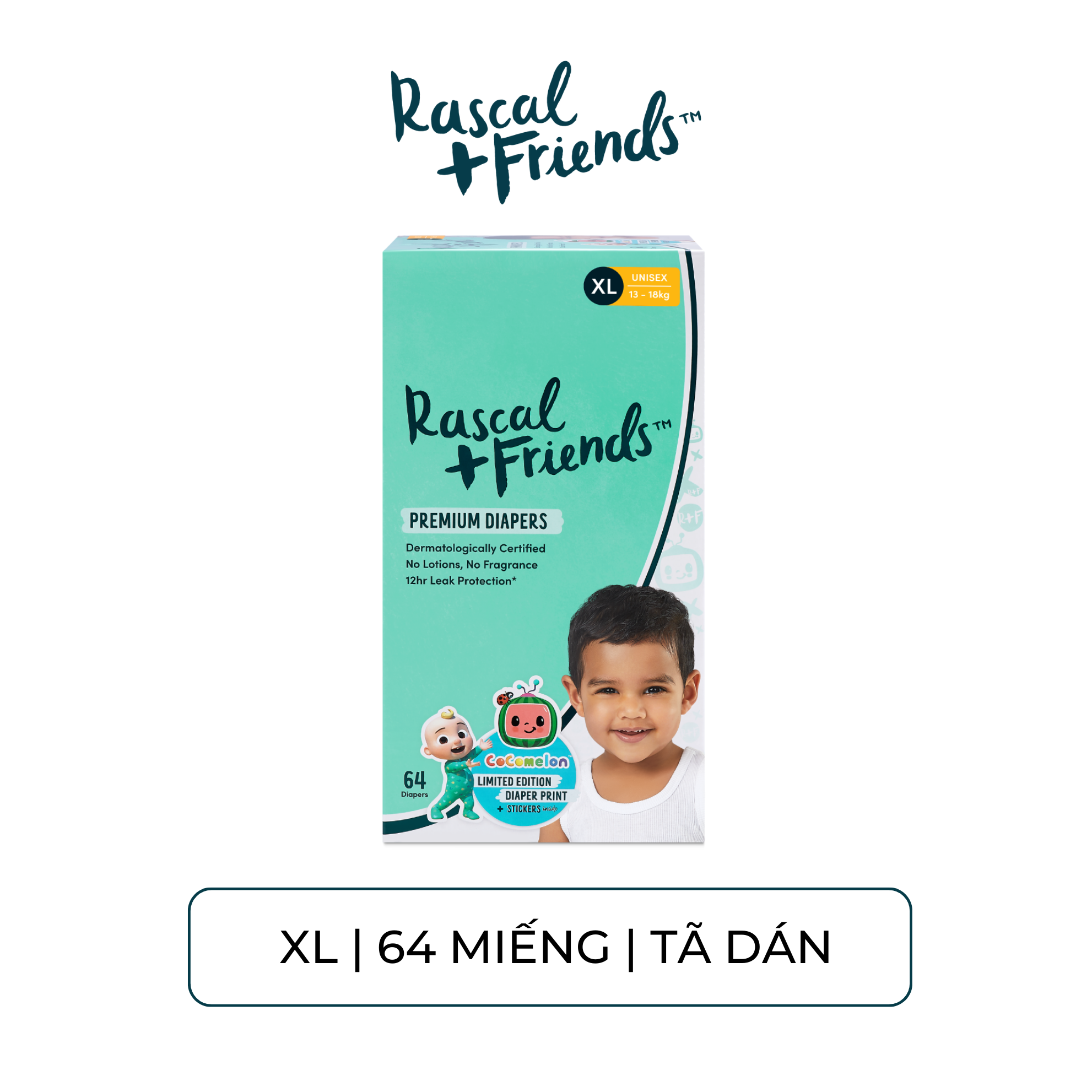 Rascals Cocomelon tã dán size XL 64 miếng