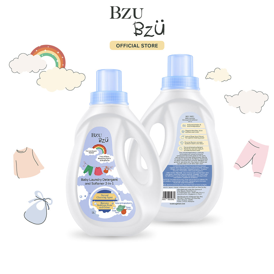 Bzu Bzu Nước giặt xả vải cho trẻ sơ sinh 2 trong 1 - 1L