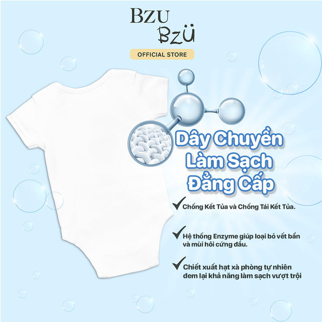 Bzu Bzu Nước giặt xả vải cho trẻ sơ sinh 2 trong 1 - 1L