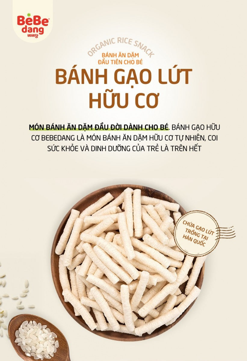 Bebedang bánh gạo lứt hữu cơ Brown Mystic thanh dài vị bí đỏ