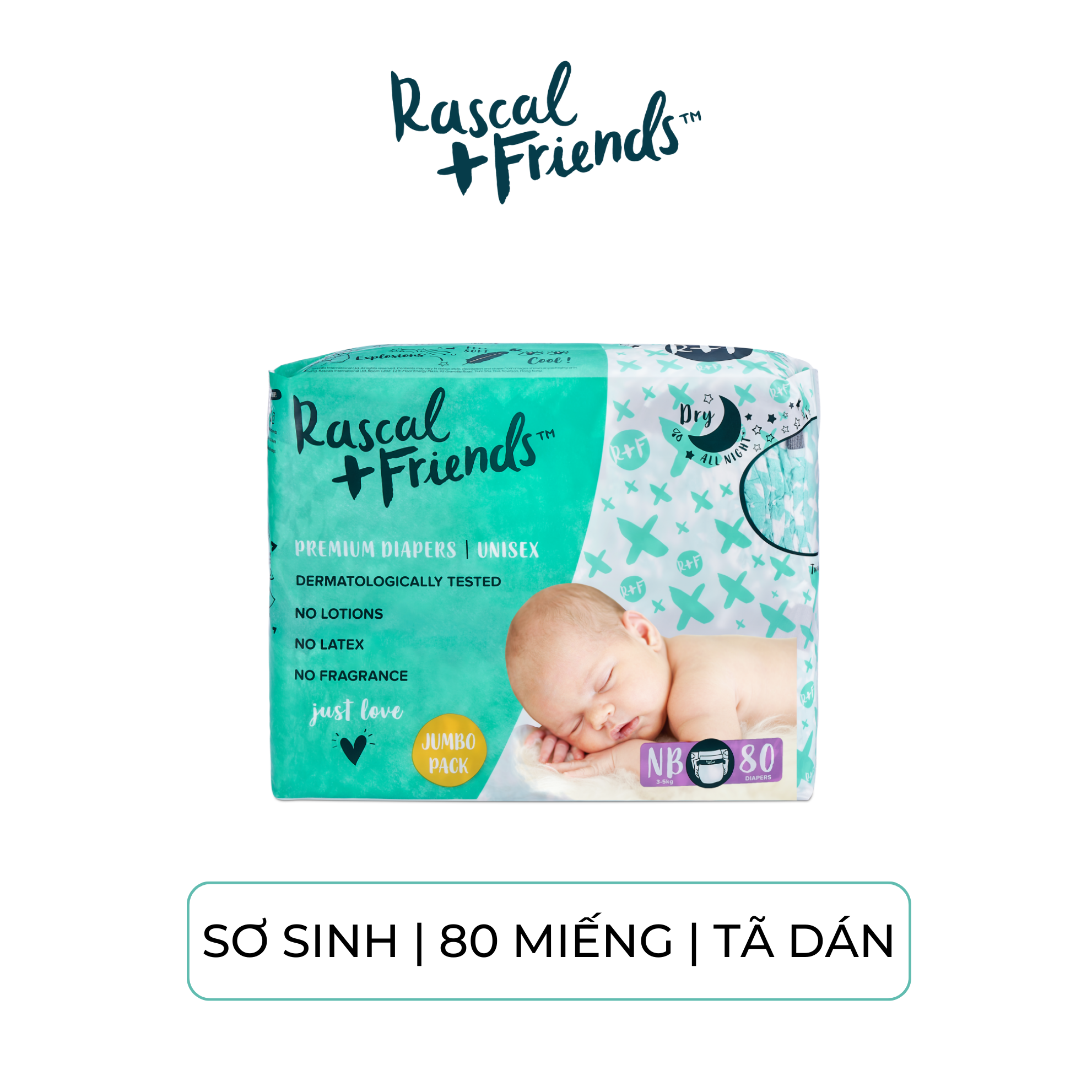 Rascals tã dán size sơ sinh 80 miếng