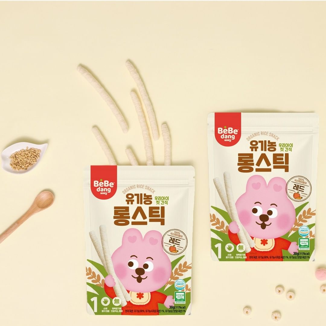 Bebedang organic brown rice cake - long stick with tangerine flavor