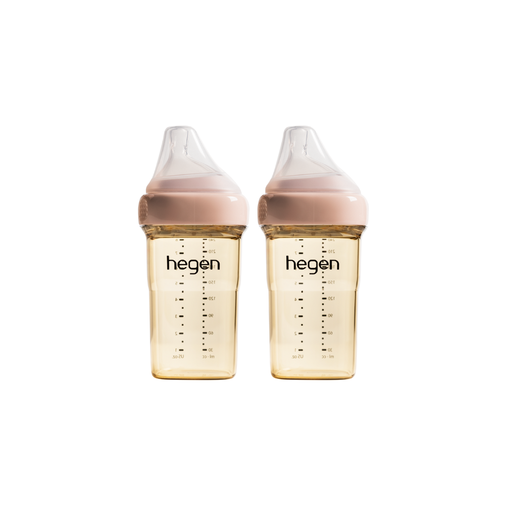 Set of 2 Hegen Ppsu Milk Bottles 240ml Nipple Size M From 3 - 6 Months