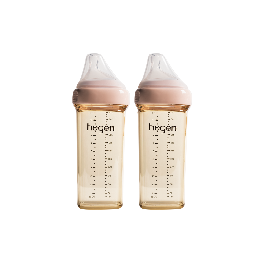 Set of 2 Hegen Ppsu Milk Bottles 330ml with Size L Nipple Over 6 Months