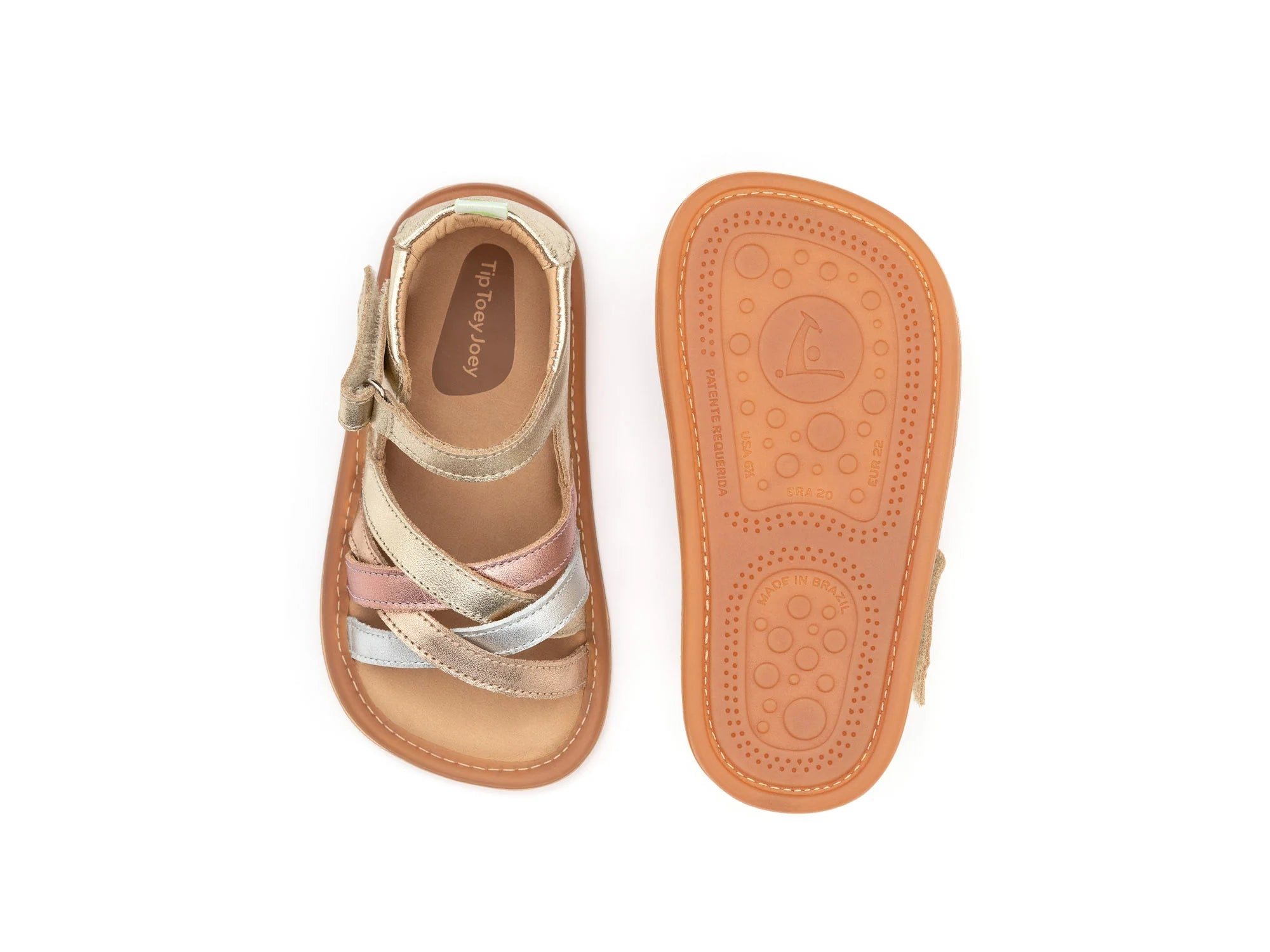 Tip Toey Joey Toddler Sandal Criss Cross - Chm/ M.Salmon/ Rose Gold