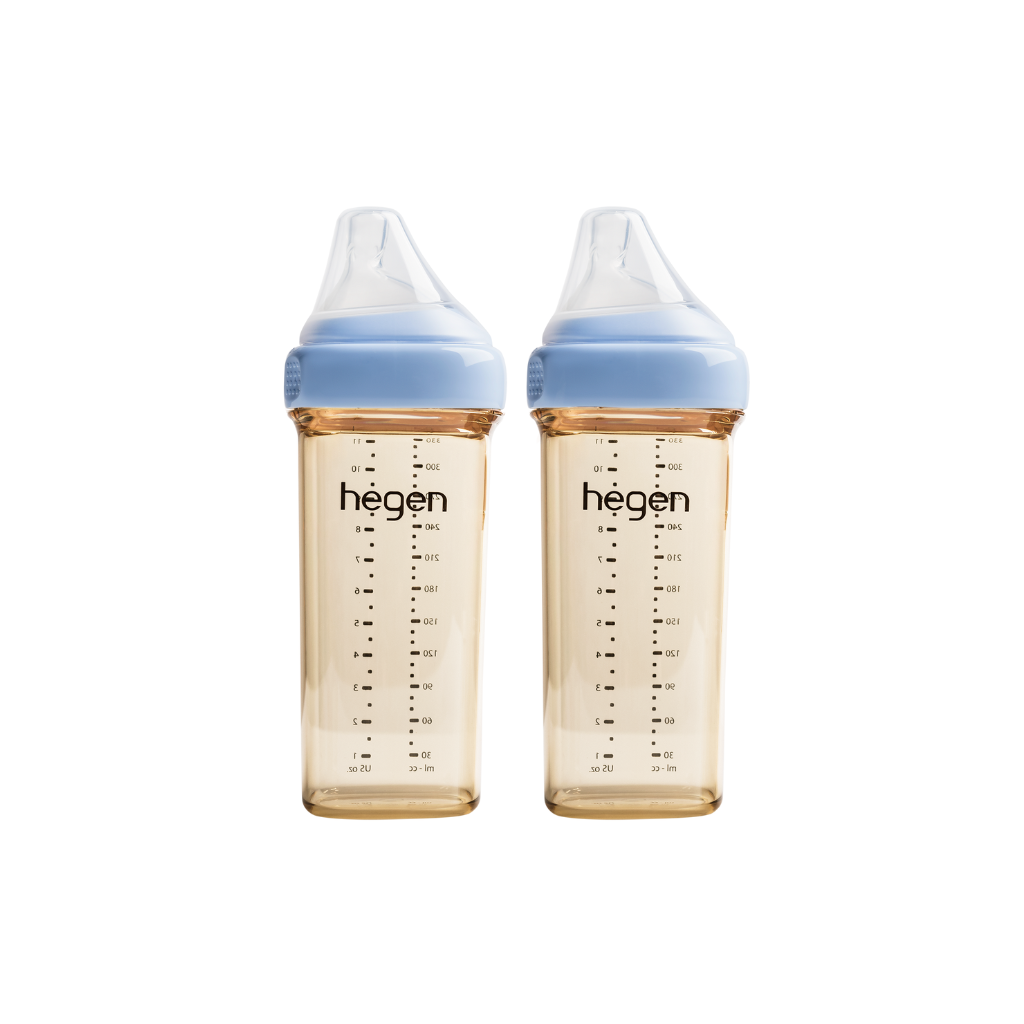 Set of 2 Hegen Ppsu Milk Bottles 330ml with Size L Nipple Over 6 Months