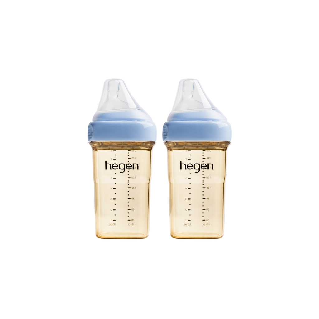 Set of 2 Hegen Ppsu Milk Bottles 240ml Nipple Size M From 3 - 6 Months