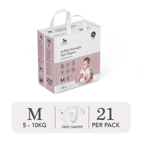 Tã Dán Ban Đêm Applecrumby Airplus Overnight Mini Tape Size M - 21 Miếng