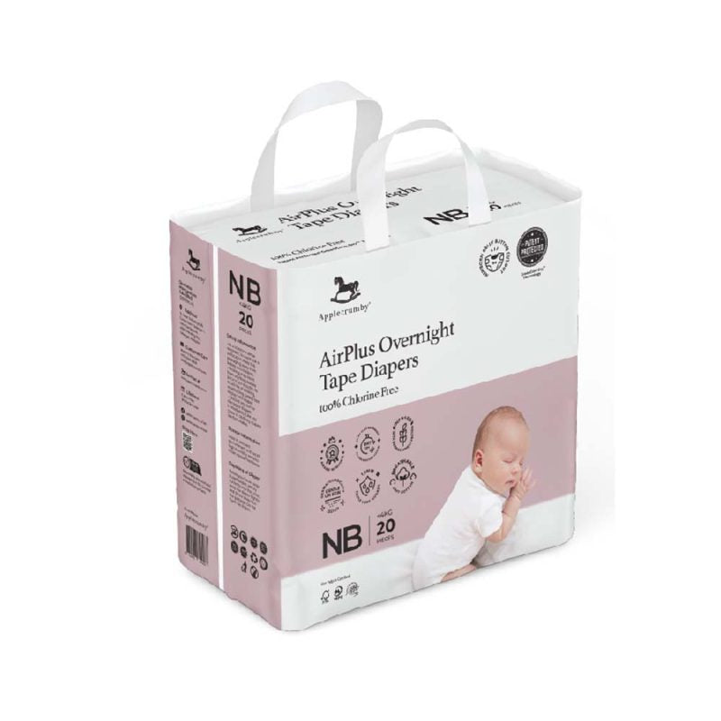 Tã Dán Ban Đêm Applecrumby Airplus Overnight Mini Tape Size NB - 20 Miếng