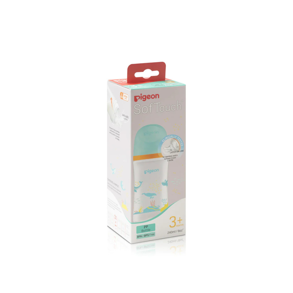 Pigeon SofTouch III PP wide neck milk bottle 240ml - Dolphin