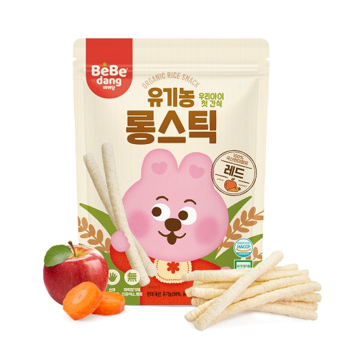 Bebedang organic brown rice cake - carrot and apple flavored long stick