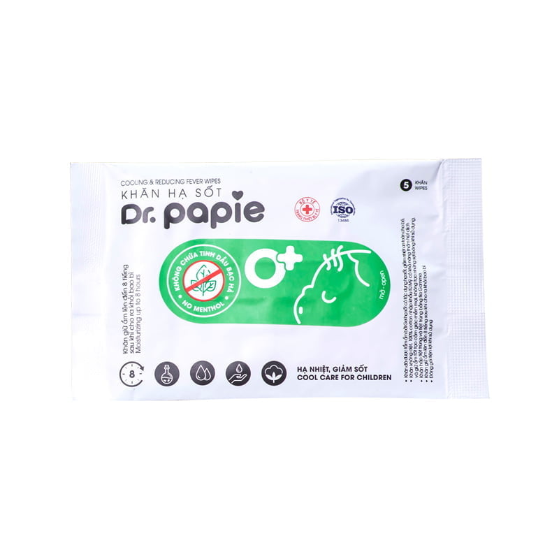 Khăn lau hạ sốt Dr Papie 0+ (25 cái)