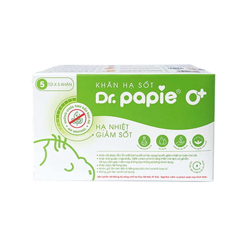 Khăn lau hạ sốt Dr Papie 0+ (25 cái)