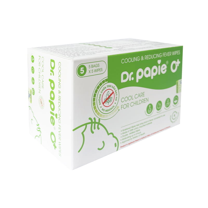 Khăn lau hạ sốt Dr Papie 0+ (25 cái)