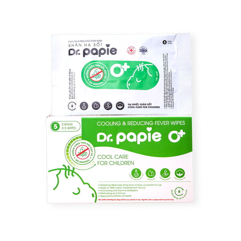 Khăn lau hạ sốt Dr Papie 0+ (25 cái)