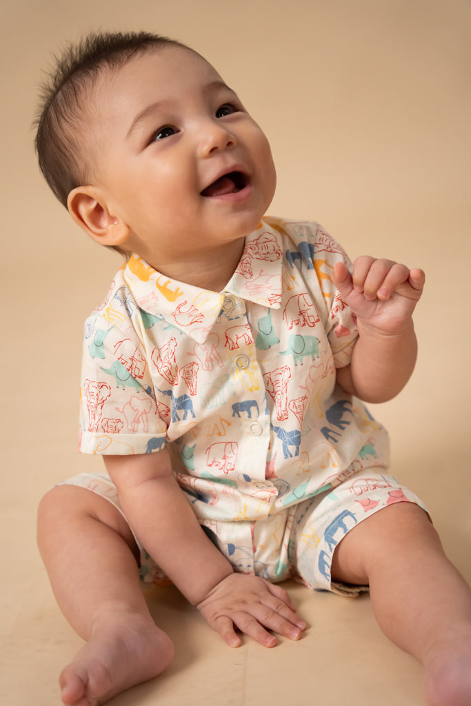 Elly Louis Romper Colorful Elephants