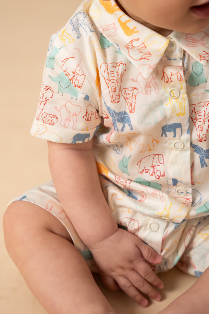 Elly Louis Romper Colorful Elephants