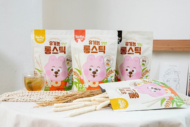 Bebedang organic brown rice cake - long stick with tangerine flavor