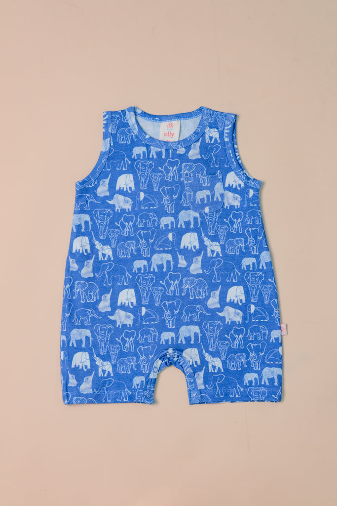 Sleeveless Romper - blue/gray