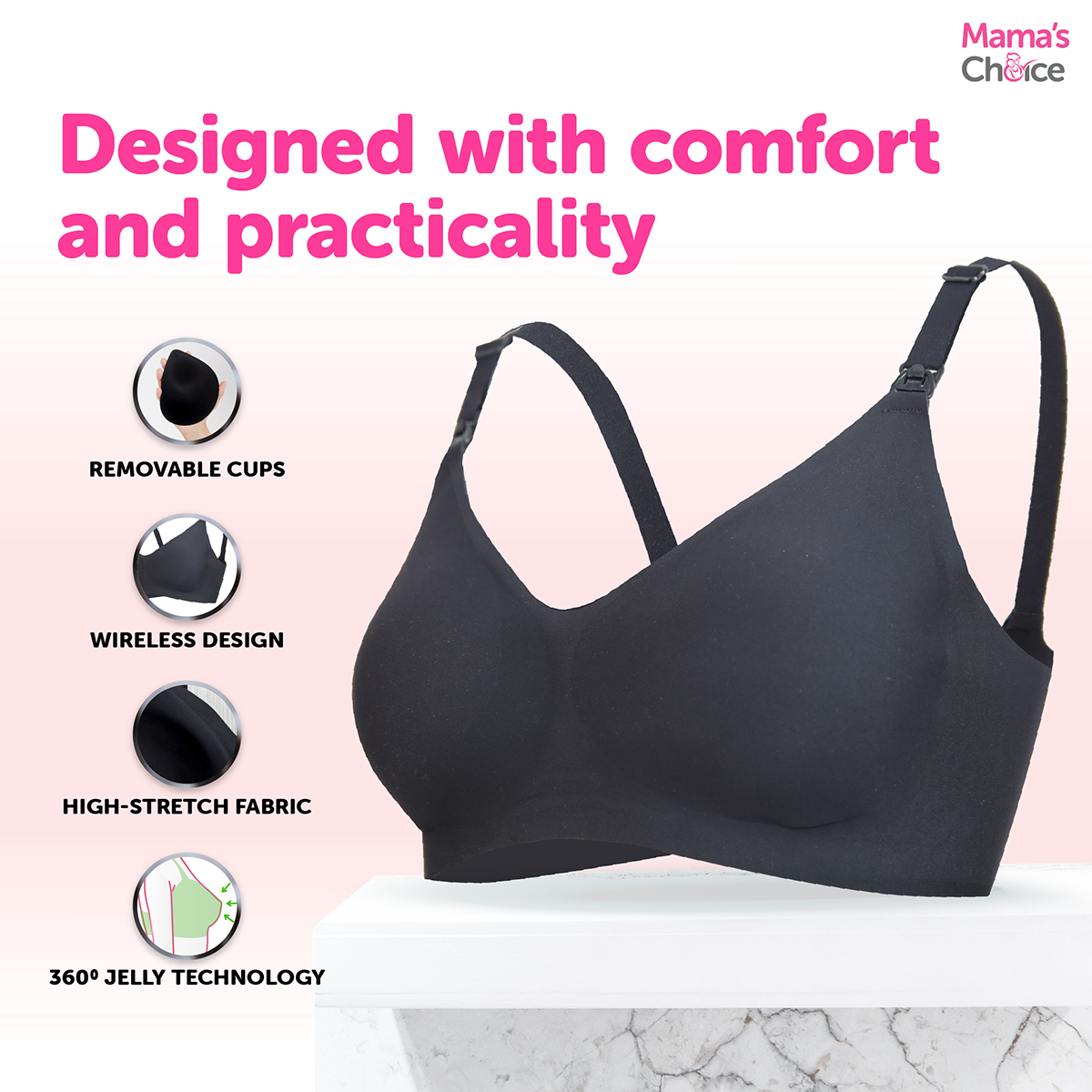 Mama's Choice - Ultra Soft maternity bra, black