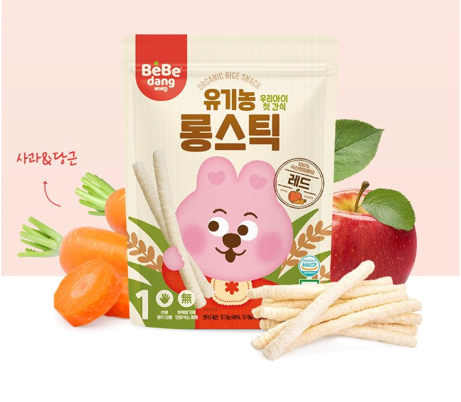 Bebedang organic brown rice cake - carrot and apple flavored long stick