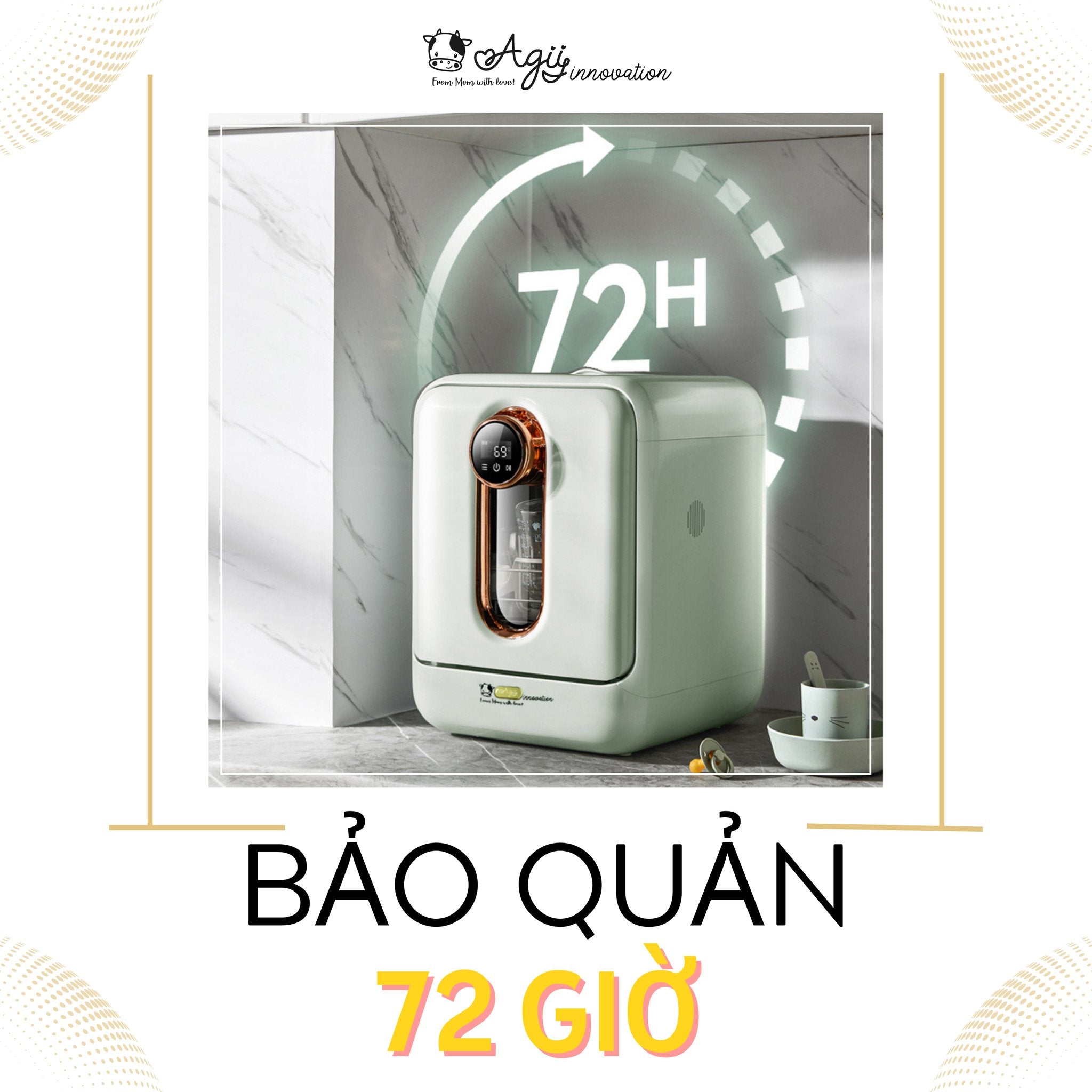 Agii Máy rửa bình sữa thế hệ 03 - Màu kem