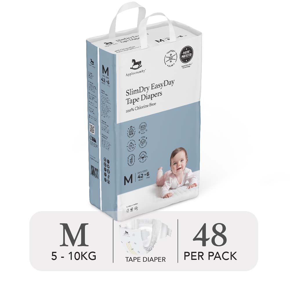 Tã Dán Ban Ngày Applecrumby Slimdry Easyday Mega Tape Size M - 48 Miếng