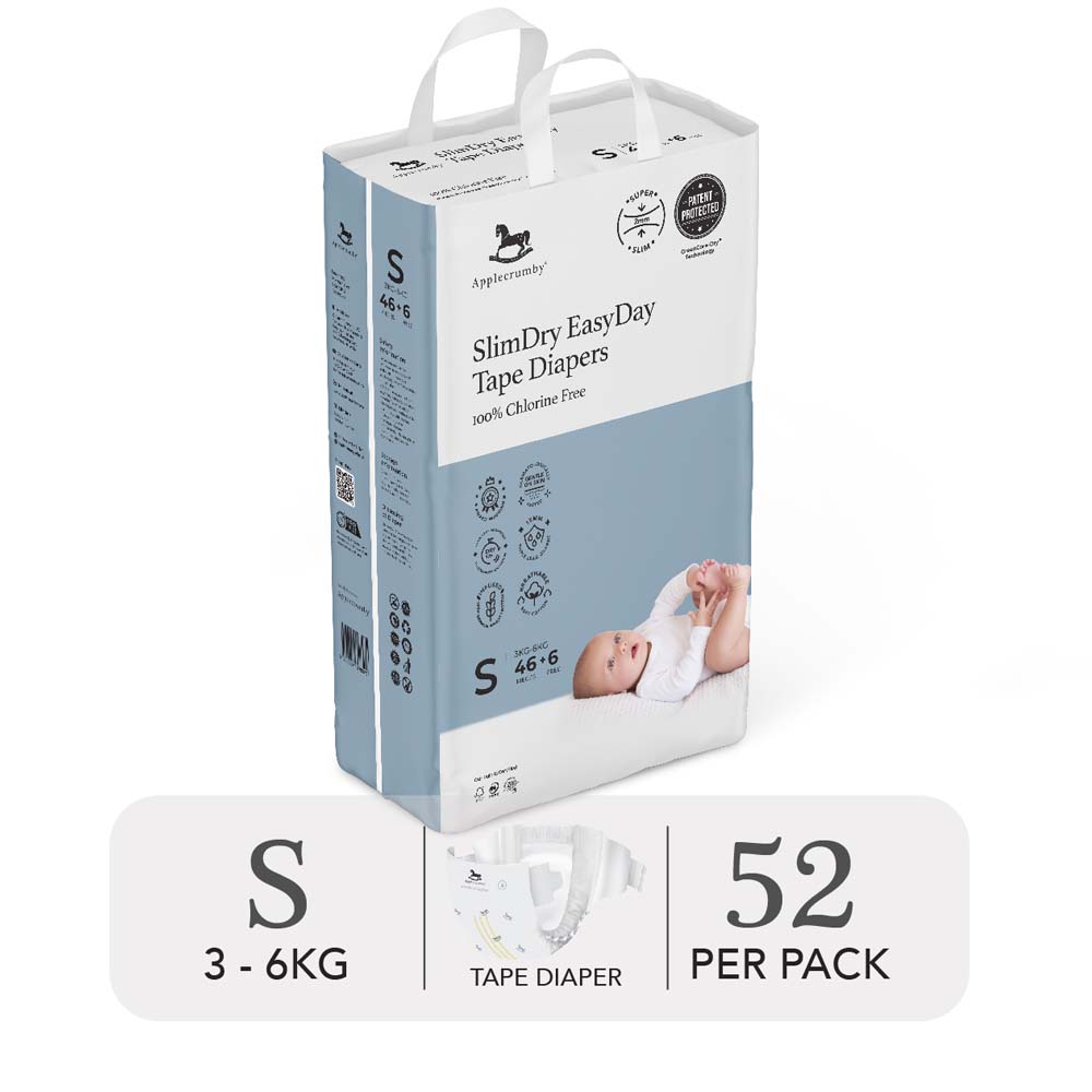 Tã Dán Ban Ngày Applecrumby Slimdry Easyday Mega Tape Size S - 52 Miếng