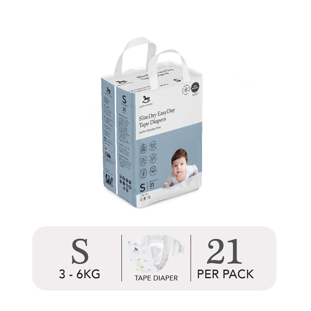 Tã Dán Ban Ngày Applecrumby Slimdry Easyday Mini Tape Size S - 21 Miếng