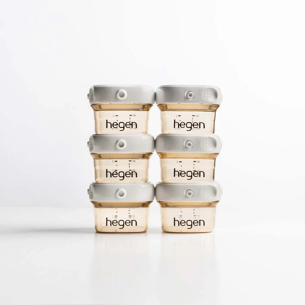 Set of 6 Hegen milk storage bottles