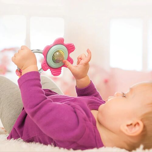 Infantino: Đồ chơi gặm nướu Spin & Rattle - Hồng