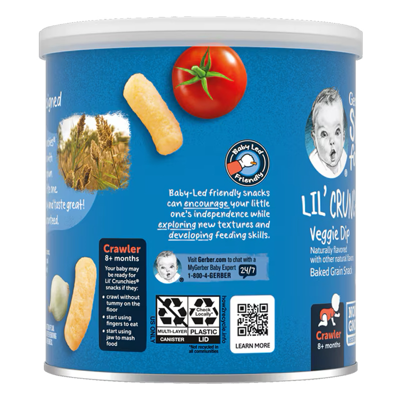 Bánh ăn dặm Gerber Lil' Crunchies vị rau củ lon 42g 8M+