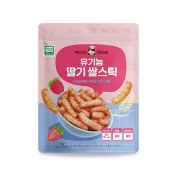 Bánh gạo lứt hữu cơ Mom's Choice hình que vị dâu 30g