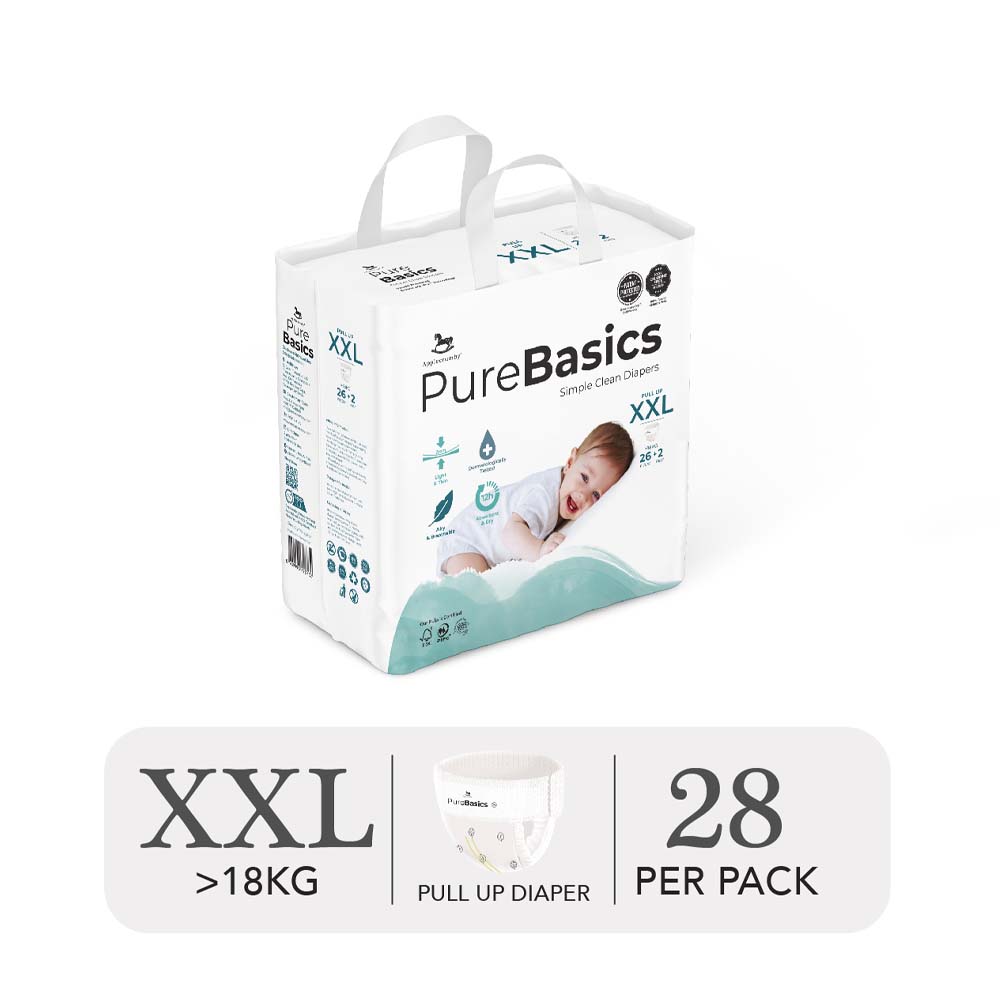 Applecrumby Purebasics Pull Ups Size XXL Day &amp; Night Diaper Pants - 28 Pieces