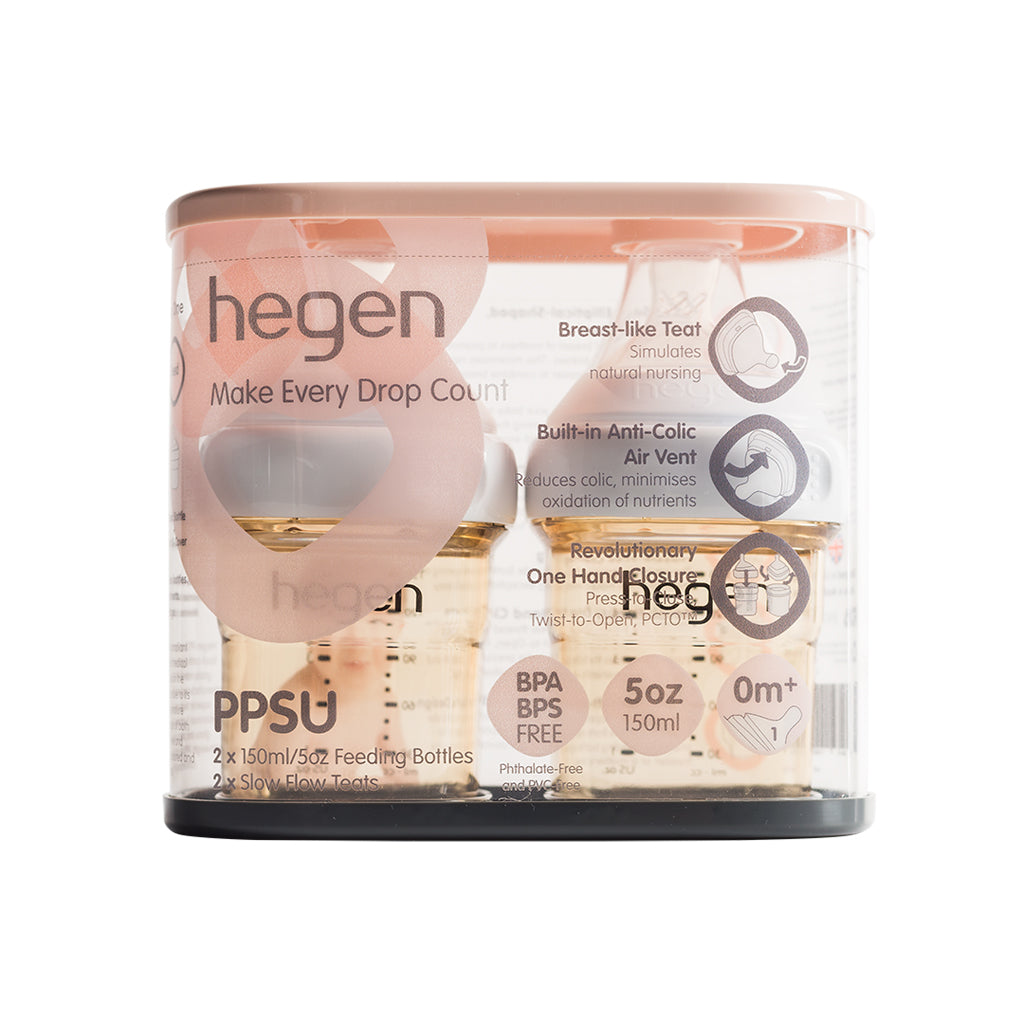 Set of 2 Hegen Ppsu Milk Bottles 150ml Nipple Size S From 1 - 3 Months, White