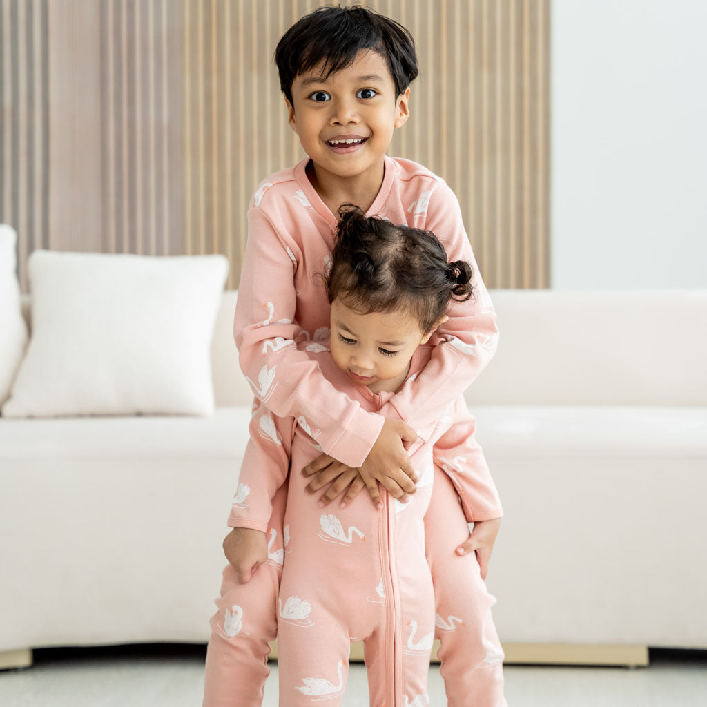 Motherswork X Le Petit Society Swan Print Long Sleeve Organic Pajamas Set