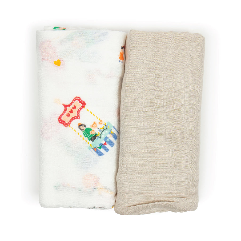 Little Rei X Maison Q Baby Wrap with Festive Pattern