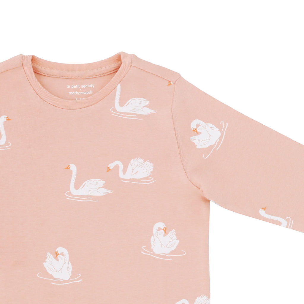 Motherswork X Le Petit Society Swan Print Long Sleeve Organic Pajamas Set