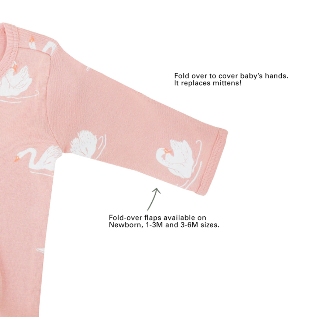 Motherswork x Le Petit Society Organic Baby Zipper Pajamas in Swan Print