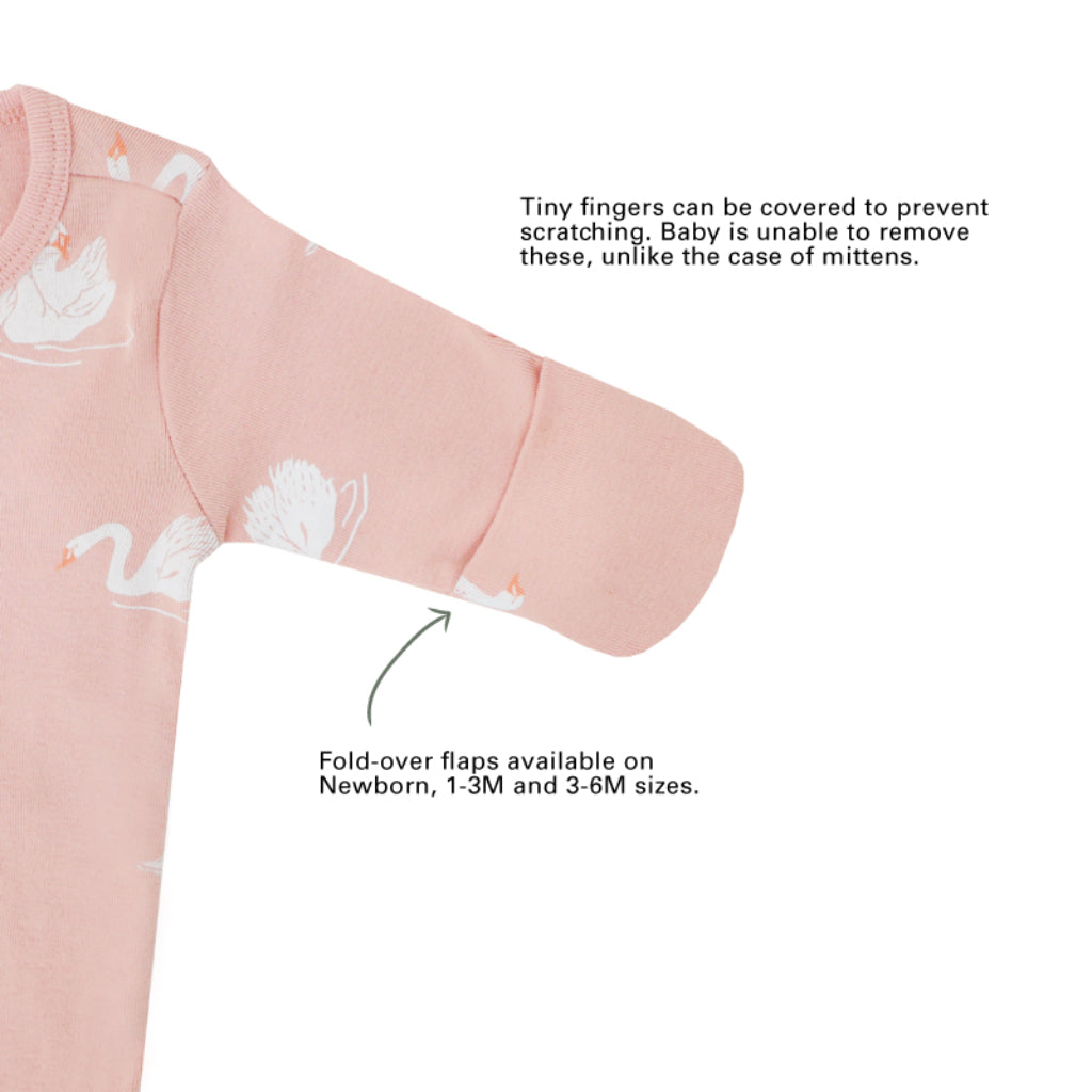 Motherswork x Le Petit Society Organic Baby Zipper Pajamas in Swan Print