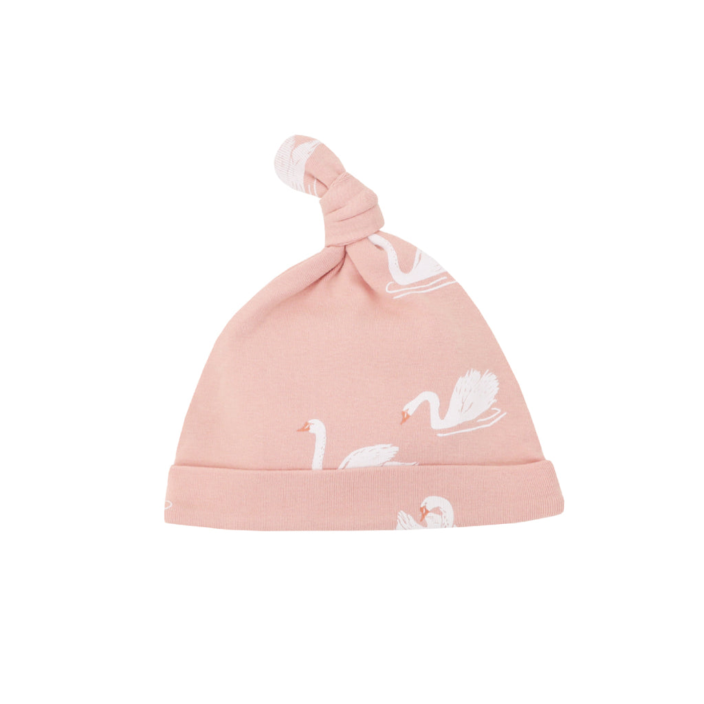 Motherswork X Le Petit Society Children's Organic Knot Hat with Swan Print