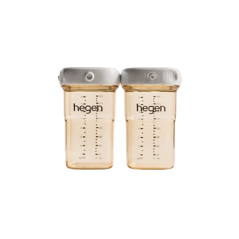 Hegen Ppsu Milk Storage Bottle 240ml White Lid (Set of 2 Bottles)