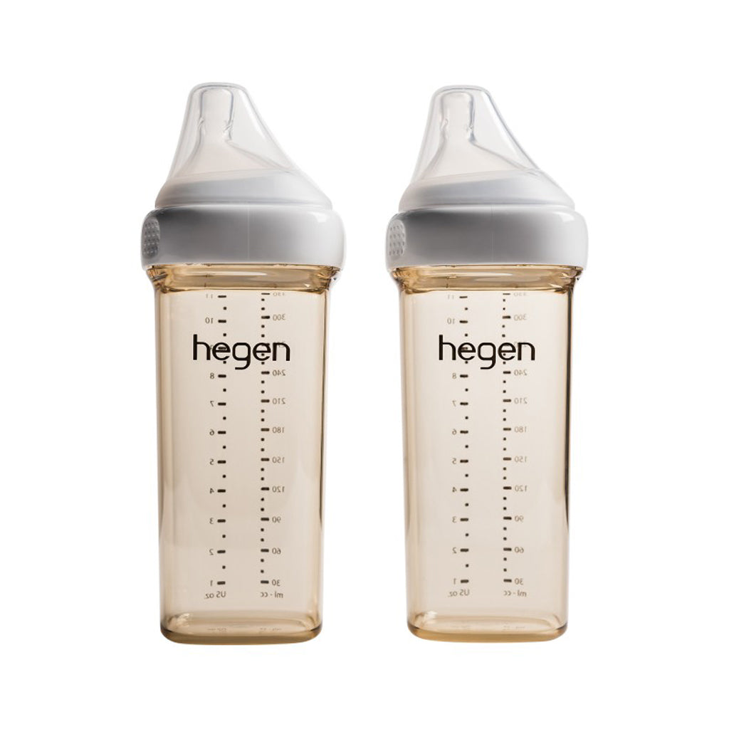 Set of 2 Hegen Ppsu Milk Bottles 330ml Nipple Size L Over 6 Months, White